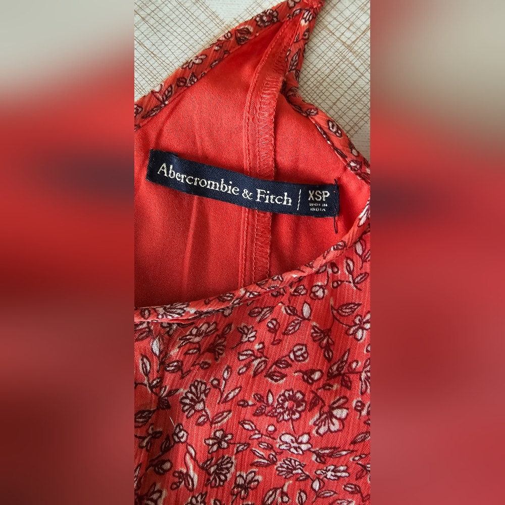 Abercrombie & Fitch mini dress red floral t-back . XSP Y - Picture 4 of 9
